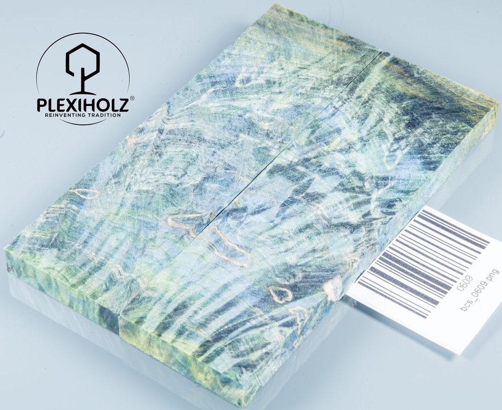 Kastanie Maser stabilisiert | plexiholz | 130x40x10 | Griffschalenpaar 0609