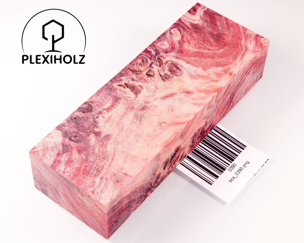 Pappel Maser stabilisiert Griffblock | 145x50x30 | plexiholz | Messergriff 0390
