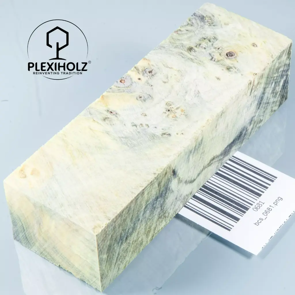 Kastanie Maser stabilisiert | 125x40x30 | plexiholz | Buckeye Griffblock 0681