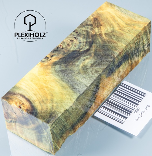 [0680] Kastanie Maser stabilisiert | 125x40x30 | plexiholz | Griffblock Messergriff 0680