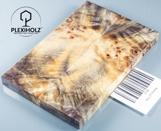 [0719] Kastanie Maser stabilisiert | 130x40x10 | plexiholz | buckeye schalenpaar 0719