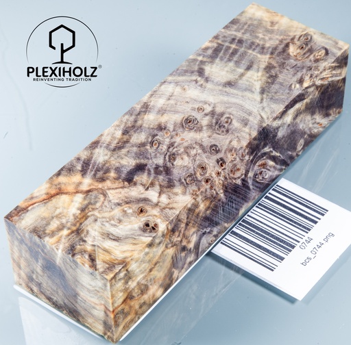 [0744] Kastanie Maser stabilisiert | 130x40x30 | plexiholz | Buckeye Griffblock 0744