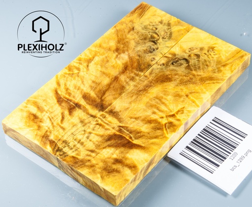 [1289] Kastanie Maser stabilisiert | 125x40x10 | plexiholz | Griffholz Schalenpaar 1289